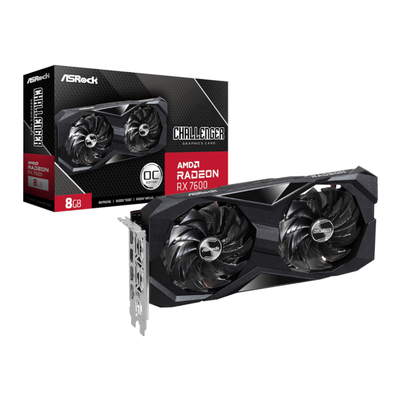 ASRock Radeon RX7600 Challenger 8G OC GDDR6 128-BIT Graphics Card (RX7600CHALLENGER8GOC) – product image