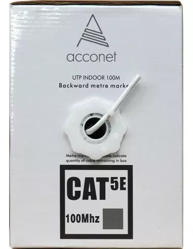 ACCONET CAT5E INDOOR ETHERNET CABLE 100M WHITE SOLID COPPER UTP PULL BOX | CAT5-100-SC - Image 2