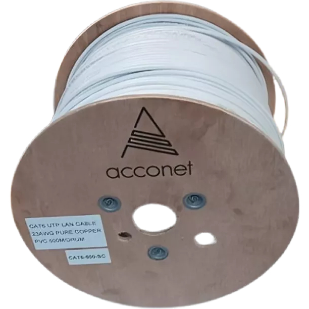 ACCONET CAT6 INDOOR ETHERNET CABLE 500M WHITE SOLID COPPER UTP ROLL | CAT6-500-SC - Image 3