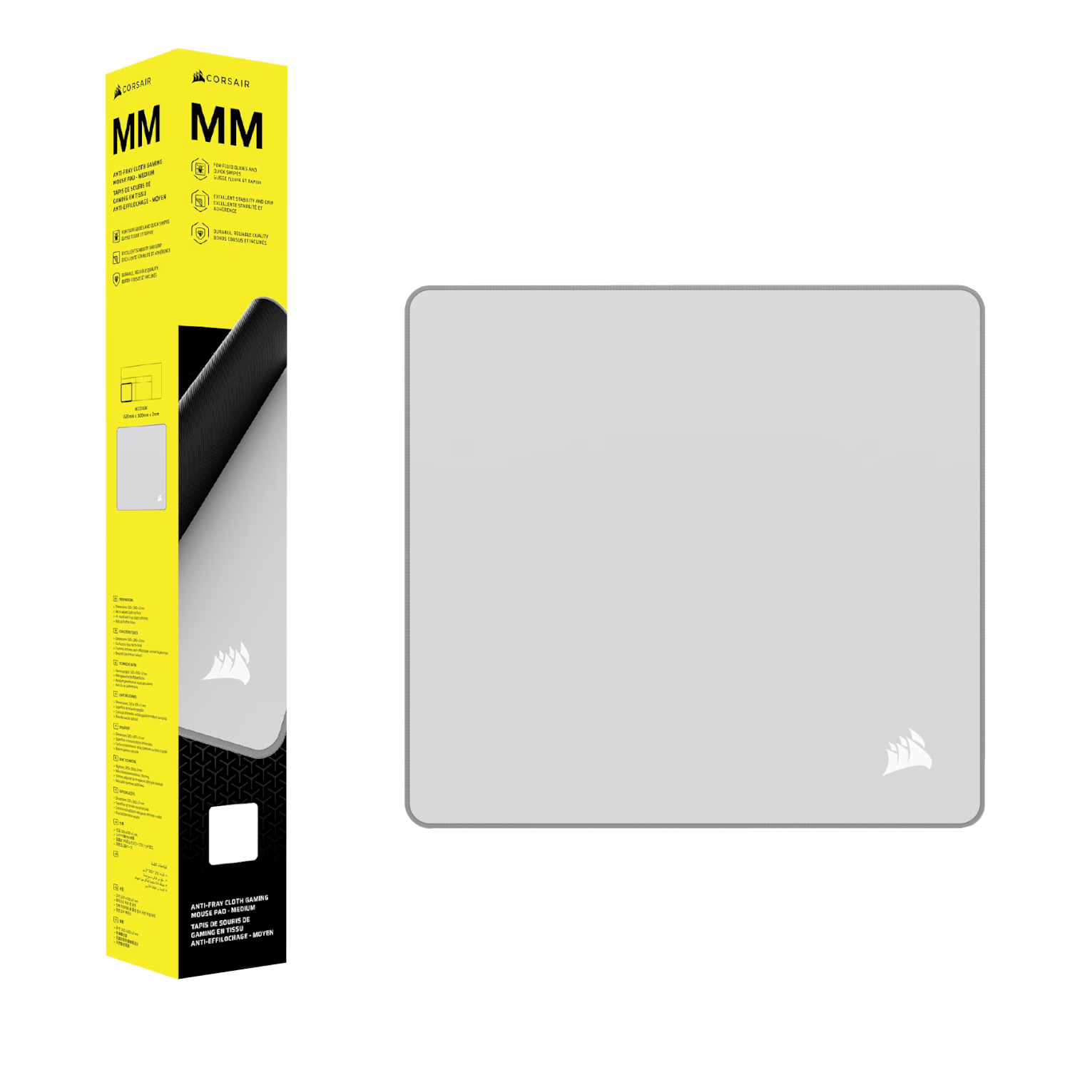Corsair MM Anti-fray Cloth Medium Gaming Mouse Pad – Gray (CH-941D0A5-WW) – product image
