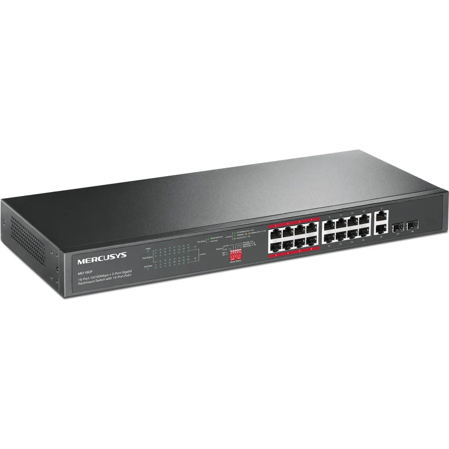 MERCUSYS 16-PORT POE+ RACKMOUNT SWITCH + 2-GIGABIT | MS118CP - Image 2