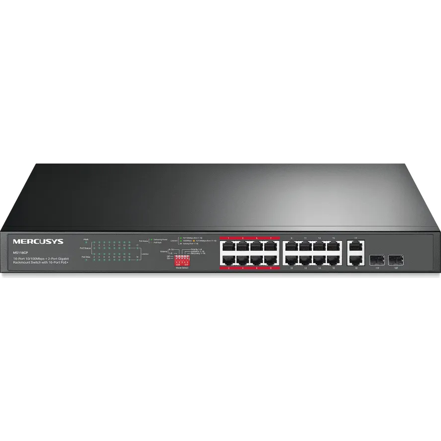 MERCUSYS 16-PORT POE+ RACKMOUNT SWITCH + 2-GIGABIT | MS118CP - Image 3