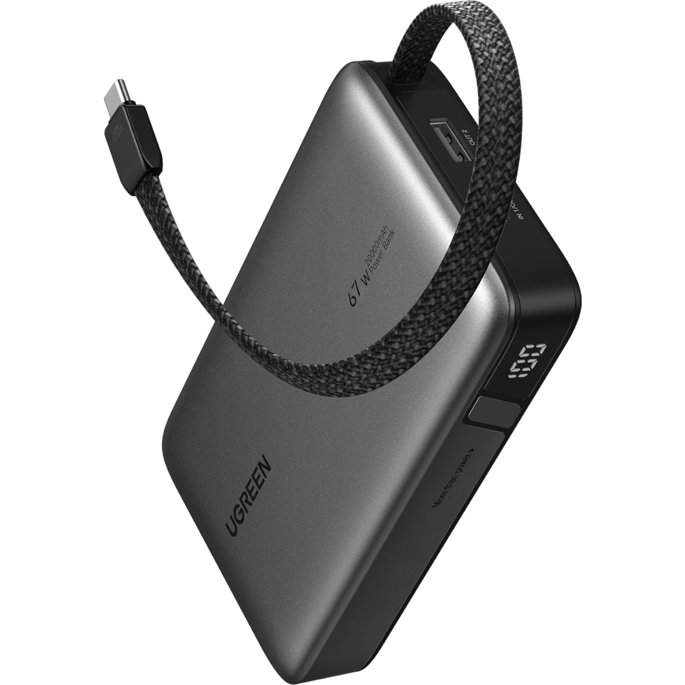 UGREEN 20000mAh 67W Nexode Power Bank with Built-in Cable (PB550-85166B) – product image