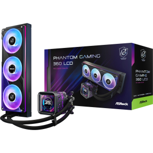 ASRock Phantom Gaming 360 LCD All-in-one Liquid CPU Cooler - Black (PHANTOM-GAMING-360-LCD) – product image