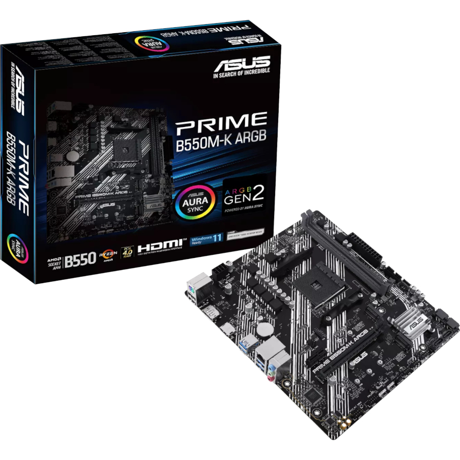 Asus PRIME B550M-K ARGB AM4 M-ATX Motherboard (PRIME B550M-KARGB) – product image