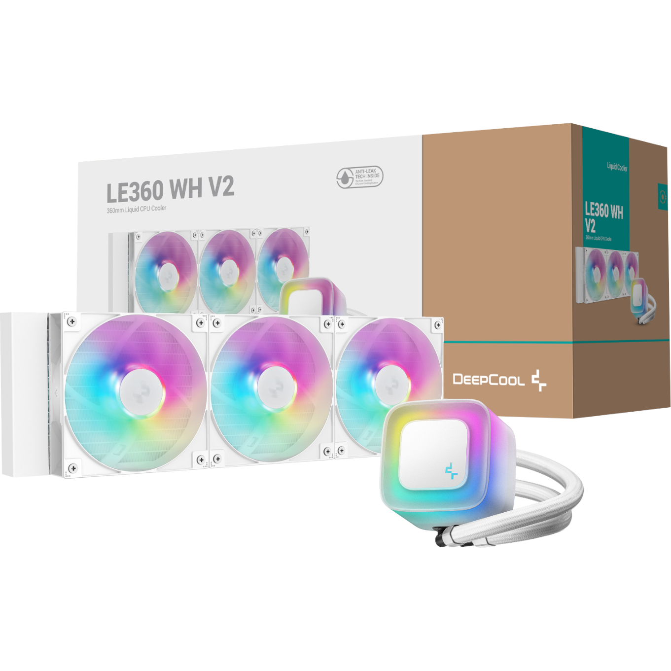 DeepCool LE360 V2 ARGB 360mm AIO Liquid Cooler - White (R-LE360-WHAMMN-G-2) – product image