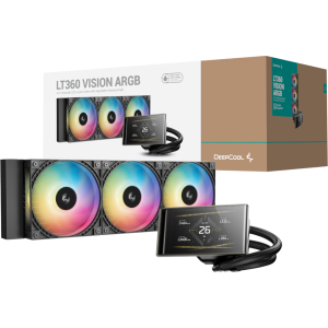 DeepCool LT360 VISION ARGB 4.5" LCD All-in-one CPU Liquid Cooler - Black (R-LT360VISIONBKAMMC-G-1) – product image