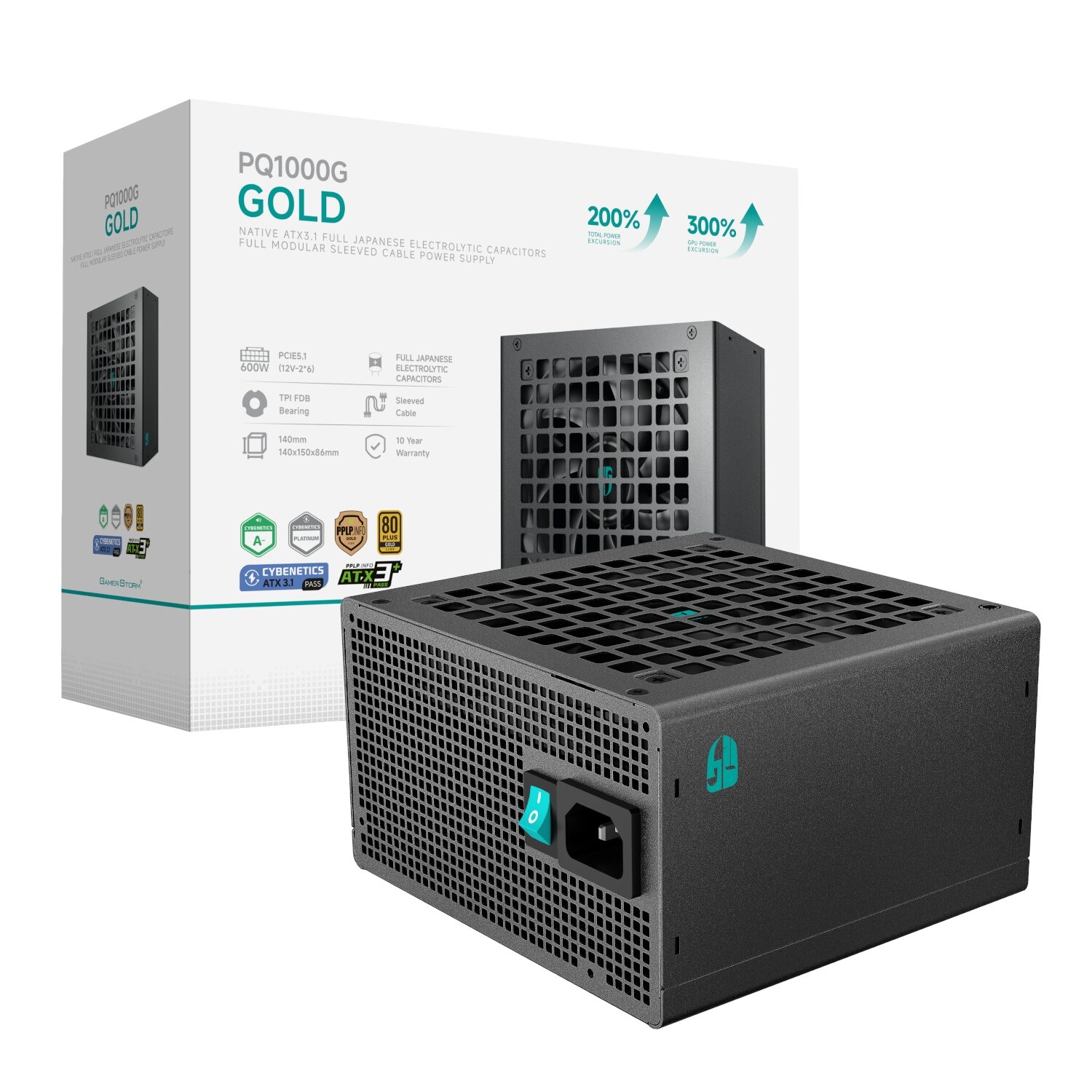 DeepCool Gamerstorm PQ1000G 1000W 80PLUS Gold Fully Modular Power Supply (R-PQA00G-FD1B-JGEU-V1) – product image