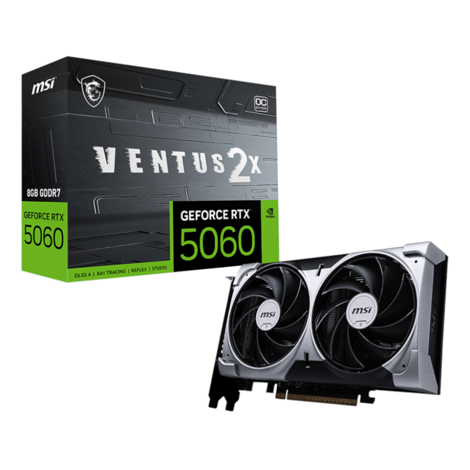 MSI GeForce RTX 5060 VENTUS 2X OC 8GB GDDR7 Graphics Card (RTX5060VENTUS2XOC8G) – product image